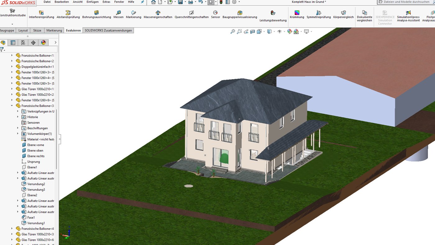 SolidWorks 3D-Konstruktion Wohnhaus – CAD & Visualisierung