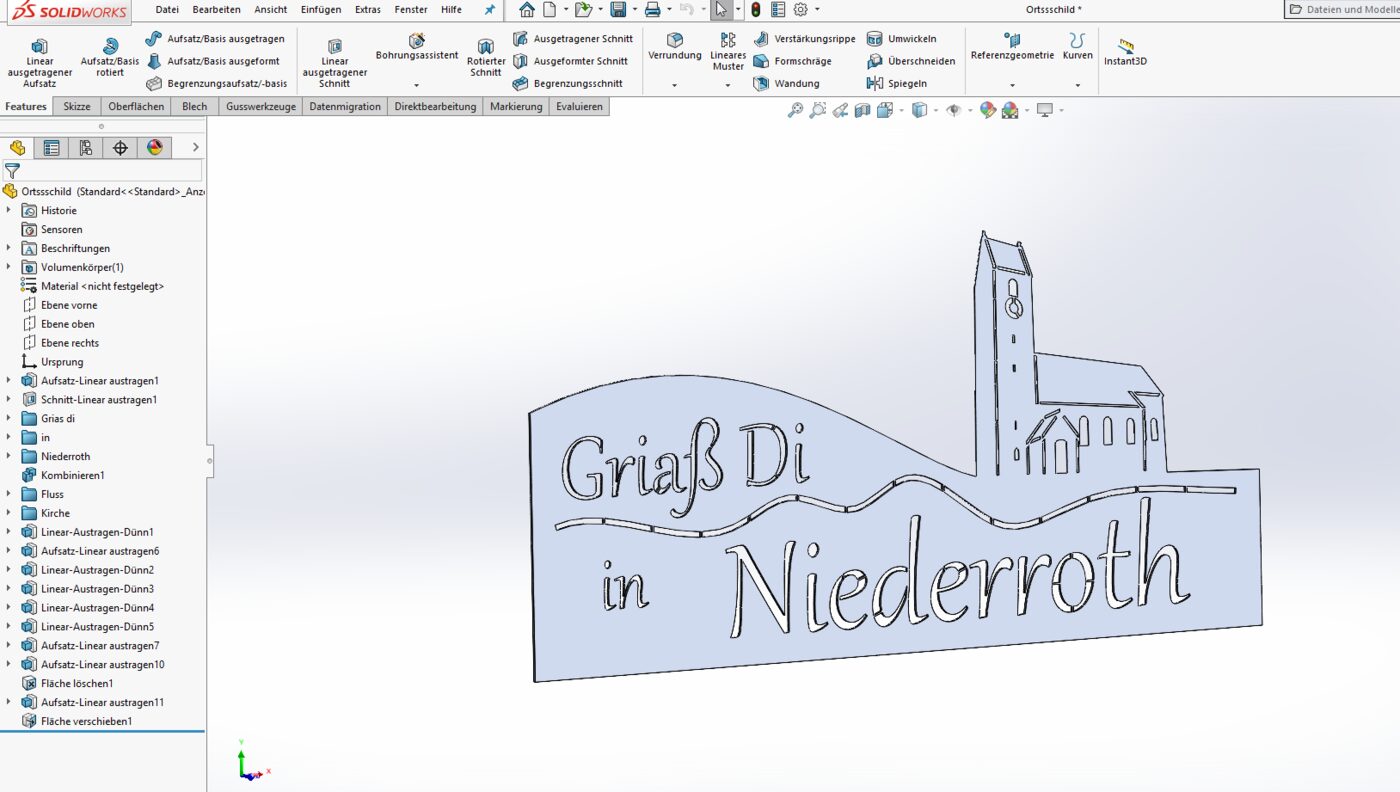 CNC-gefrästes Ortsschild